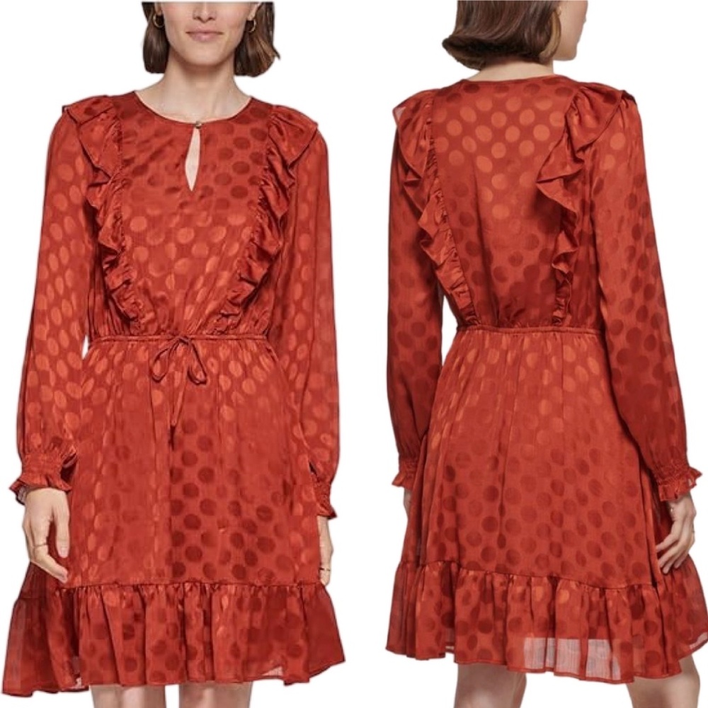 NWT - Tommy Hilfiger Womens Ruffled Chiffon Mini Dress BHFO 2716